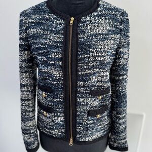 Juicy Couture Navy and White Tweed Blazer